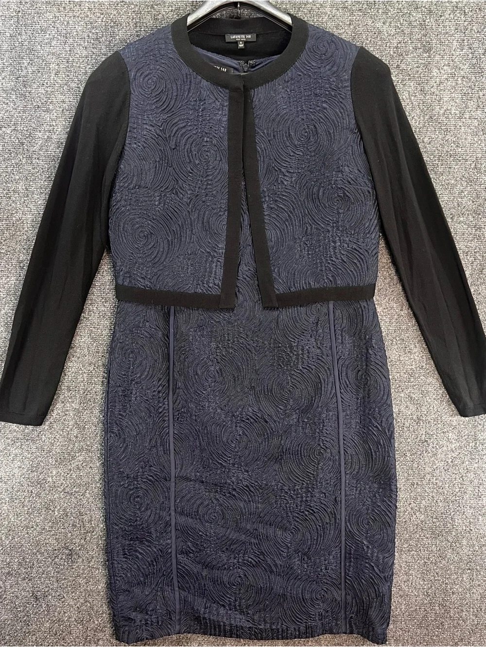 Lafayette 148 2-Piece Dress/Cropped Jacket Small (4) Navy Black Boardroom Career